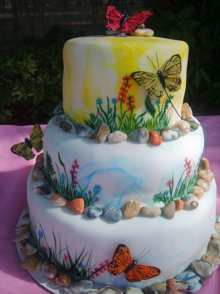 My husband's cousin had a spring themed wedding shower... this was the cake I made for her.