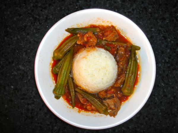 Okra and lamb stew.