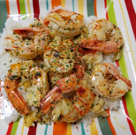 Scampi over rice