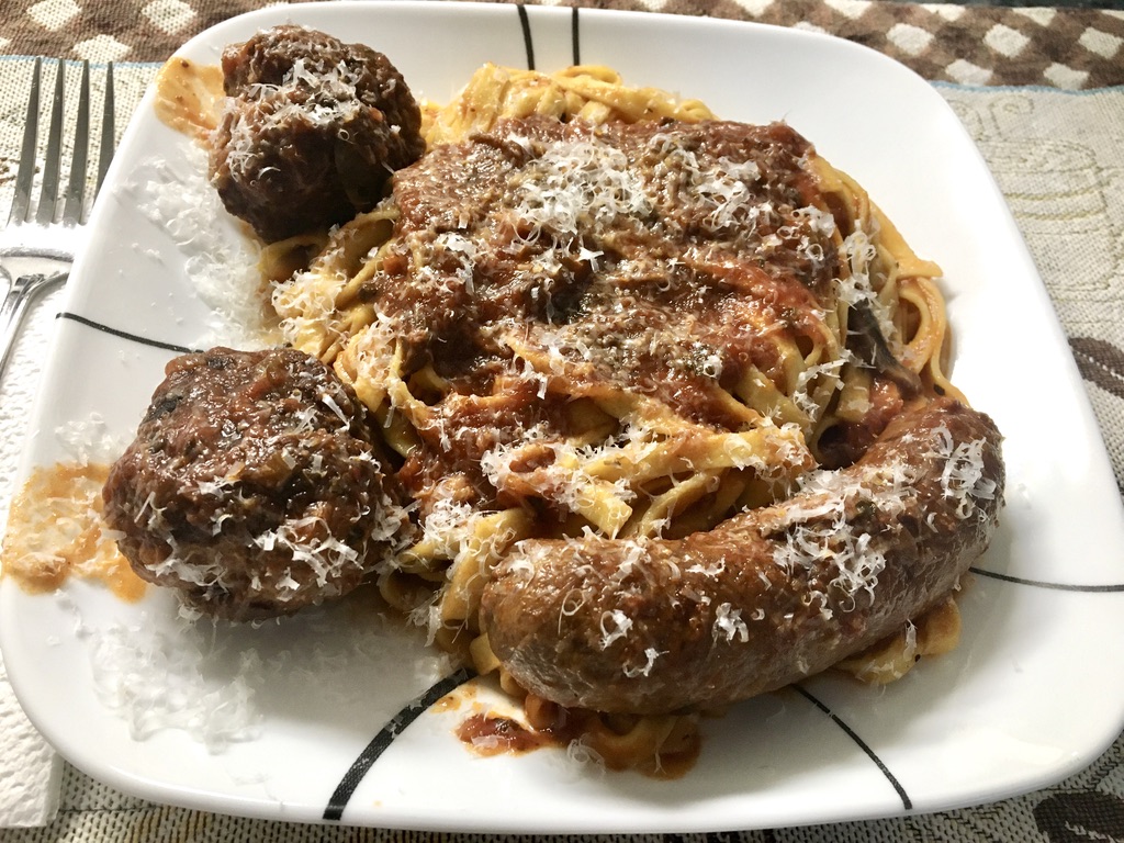 Sunday Ragu with Sausages and Meatballs