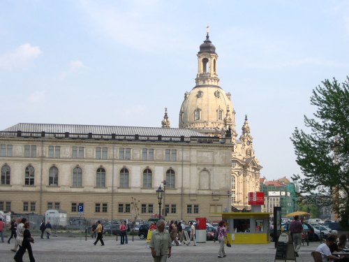 The Frauenkirche in Dresden in the east