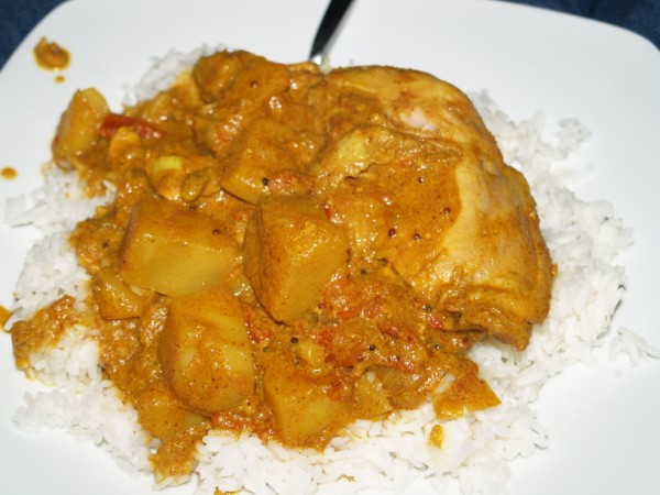This is a picture of my first Malaysian coconut chicken curry. It came out fantastic but still needs some work. 100% from scratch.