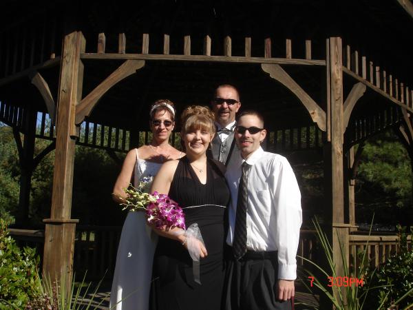 This is my stepmom, dad, me and DH.  (we're in the front)