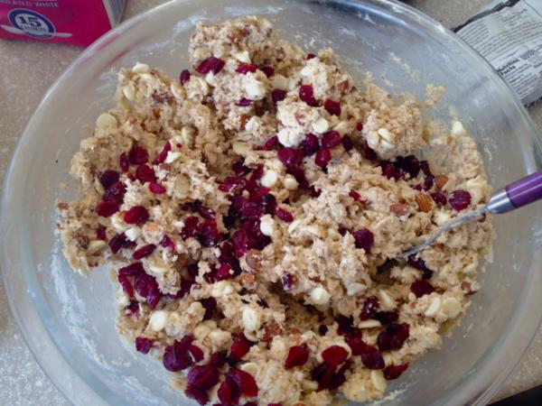 White Chocolate Chip Oatmeal Almond Cranberry Cookie Dough - What a mouthful!